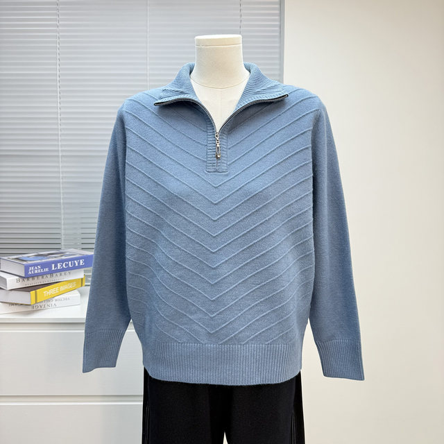 
Middle-aged mother's clothing autumn and winter new style sweater middle-aged and elderly women's half-zip loose tops thick bottoming shirts