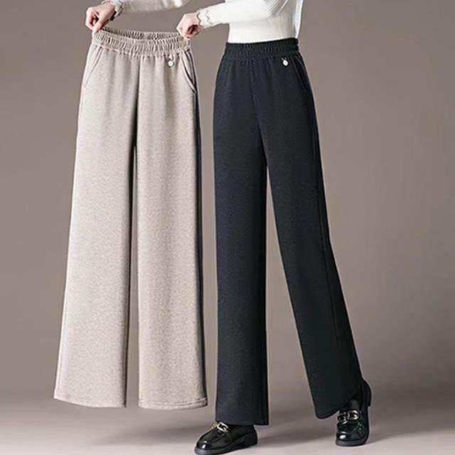 Mom's spring clothes new straight-leg pants trousers elastic waist fashionable middle-aged and elderly women's pants loose grandma casual pants