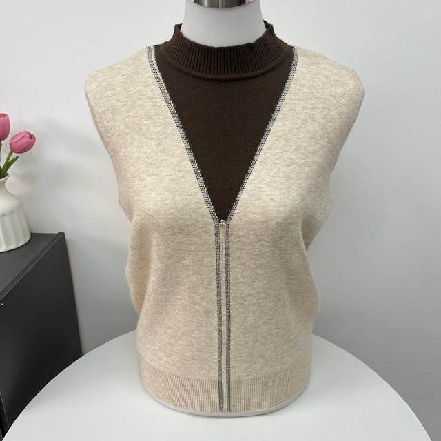
Mom-fitting plush sweater for women in winter plush thick top for middle-aged and elderly people loose inner knitted base shirt
