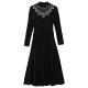 Spring and Autumn Half-high neck velvet dress for women long sleeves 2025 new temperament lace waist-hugging long skirt