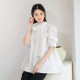 New Japanese thin short-sleeved doll shirt in spring and summer style, solid color loose shirt with bow and small turtleneck top