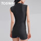 TOSWIM one-piece boxer hot spring swimsuit women's short-sleeved round neck swimsuit conservative and slimming covering the seaside vacation