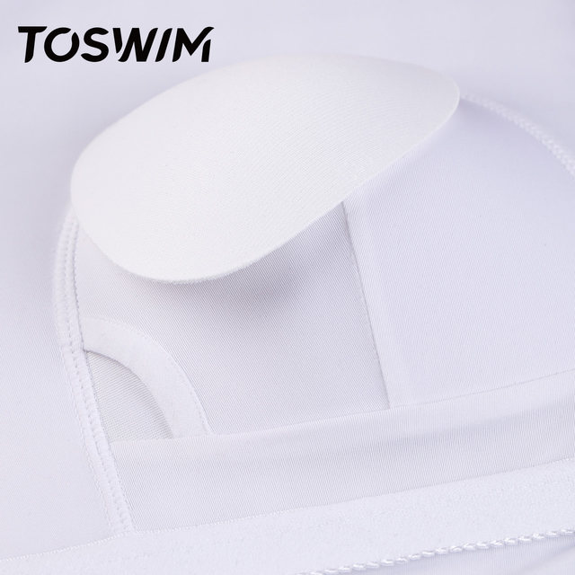 TOSWIM skirt swimsuit one-piece swimsuit women's black and white color short-sleeved conservative sun protection swimsuit new seaside