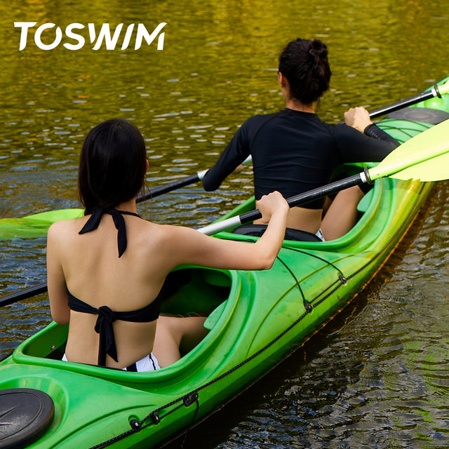 TOSWIM swimsuit women's summer split high waist triangle swimsuit long sleeve sun protection two-piece set new style slimming beach vacation