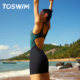 TOSWIM swimsuit women's summer sleeveless one-piece swimsuit flat corner swimsuit racing training professional backless suspender to make you look thin