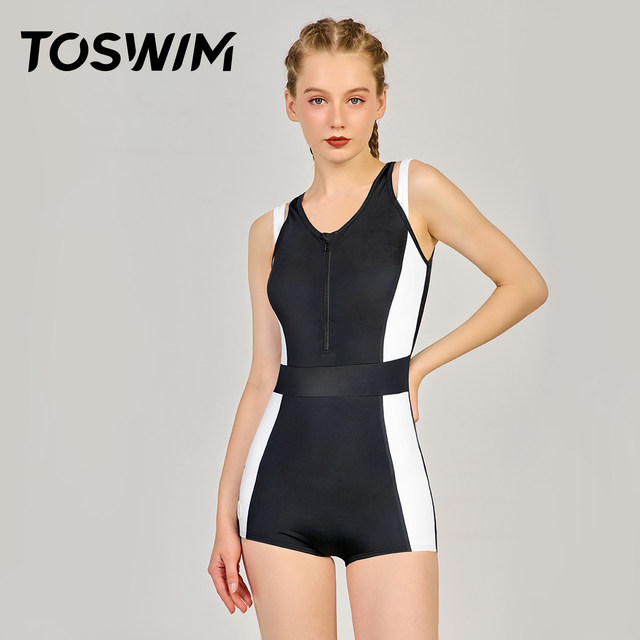 TOSWIM swimsuit women's one-piece flat corner hot spring swimsuit long sleeve sun protection fashionable and conservative