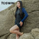 TOSWIM swimsuit women's long-sleeved one-piece boxer surfing slimming sunscreen hot spring swimwear surfing vacation swimsuit
