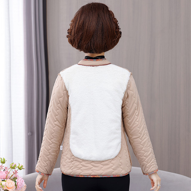 Warm cotton coats for middle-aged and elderly mothers, thickened small cotton-padded jackets, camel velvet cotton-padded clothes, elderly coats, winter coats, plus velvet home liner