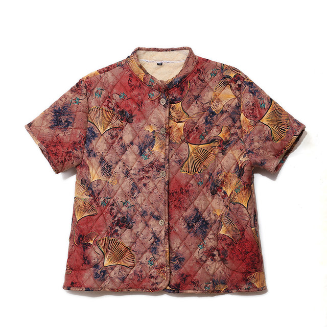 Autumn and winter, middle-aged and elderly short-sleeved cotton vest plus fat and enlargement 200 Jin [Jin equals 0.5 kg] Women's clothing plus velvet horse clip jacket for elderly mothers