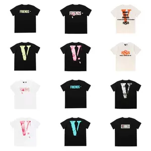 VLONE Sakura 大V字母Logo樱花印花短袖Logo美元印花男女情侣T恤-Taobao