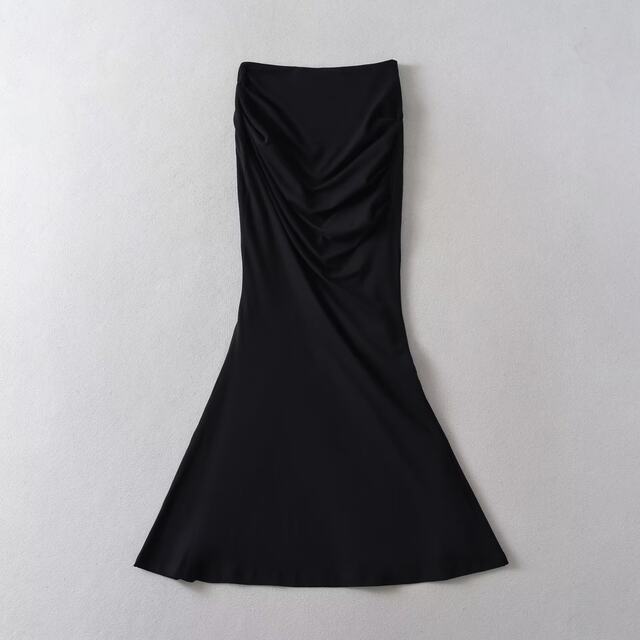 Sweet hot girls women's skirt with high waist pleated solid color fishtail skirt with hips sexy women's long skirt