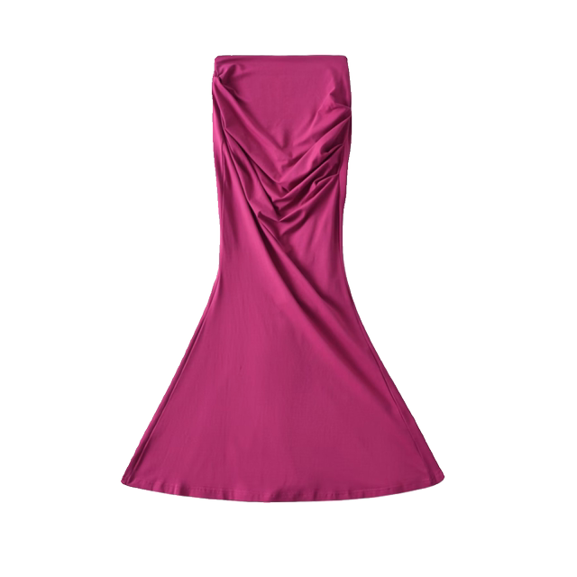 Sweet hot girls women's skirt with high waist pleated solid color fishtail skirt with hips sexy women's long skirt