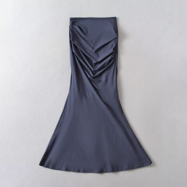 Sweet hot girls women's skirt with high waist pleated solid color fishtail skirt with hips sexy women's long skirt