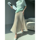 Xie Ugly High waist Slender pleated skirt Female spring and summer tide brand vertical velvet wrinkles A -line women's long skirt
