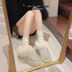 Sequined furry snow boots for women in winter 2025 new style lazy one-legged cotton boots plus velvet thickened warm cotton shoes trendy