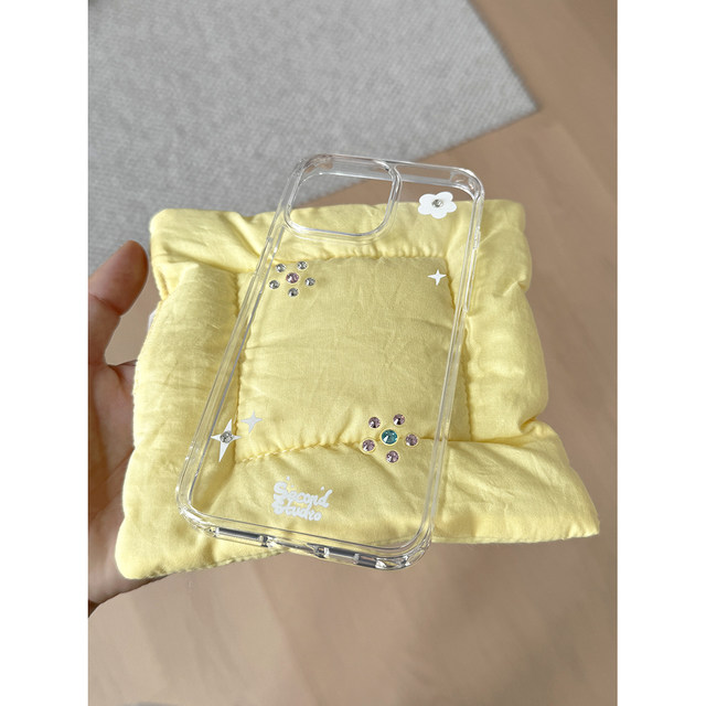 Original niche cloud stone bracket transparent shell suitable for Apple 17 promax mobile phone case magnetic 17 creative color diamond iphone16pro all-inclusive soft shell 15pro anti-fall 14/13