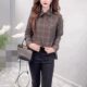 European-style simple and fashionable plaid shirt for women French lapel long-sleeved top loose design button-down shirt