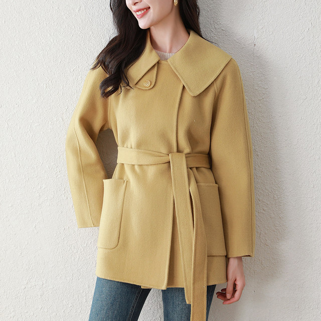 
Double-sided cashmere coat for women 2024 autumn and winter Korean mid-length high-end loose small Australian wool jacket