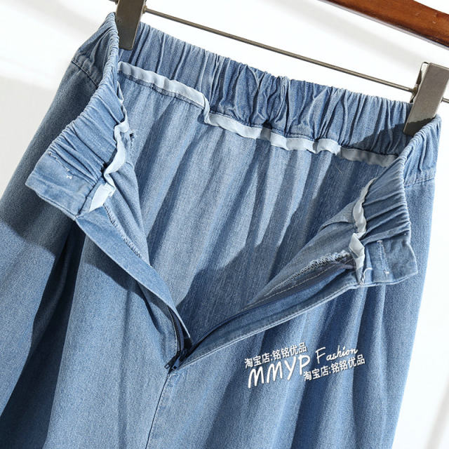 2025 new pocket large sway high waist A-line denim skirt skirt women's winter small skirt umbrella skirt long skirt
