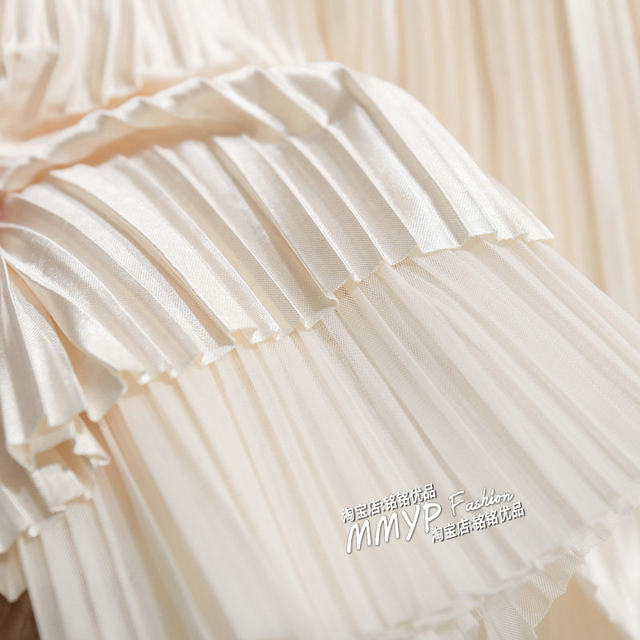 New winter draped mesh pleated skirt skirt for women 2025 small slim skirt long skirt gauze skirt skirt