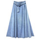 Lace-up denim skirt for women in spring and summer 2025 new high waist mid-length hip-covering hip slimming A-line large hem skirt umbrella skirt