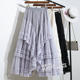 Gray black ears with lace spliced ​​mesh cake skirt for women 2025 spring and summer design puffy princess long skirt