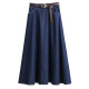 Retro denim skirt with pockets, skirt for women, spring and summer 2025 new high-waisted slim A-line skirt long skirt