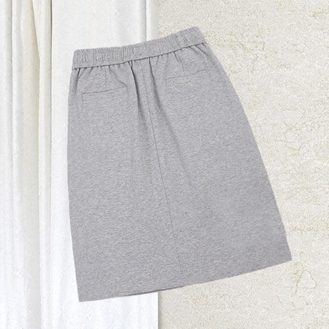 Spring and summer new fashion leisure sports ins, thin middle skirt sweater, cotton loose waist, pocket pocket half -bodies, hips