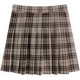 Large size grid JK pleated skirt female autumn and winter fat MM high -waisted half -body skirt A -line skirt college style short puff skirt
