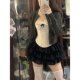 Black high-waisted three-layer cake skirt Millennial hot girl short skirt for women in autumn and winter new anti-exposure skirt puffy A-line skirt

