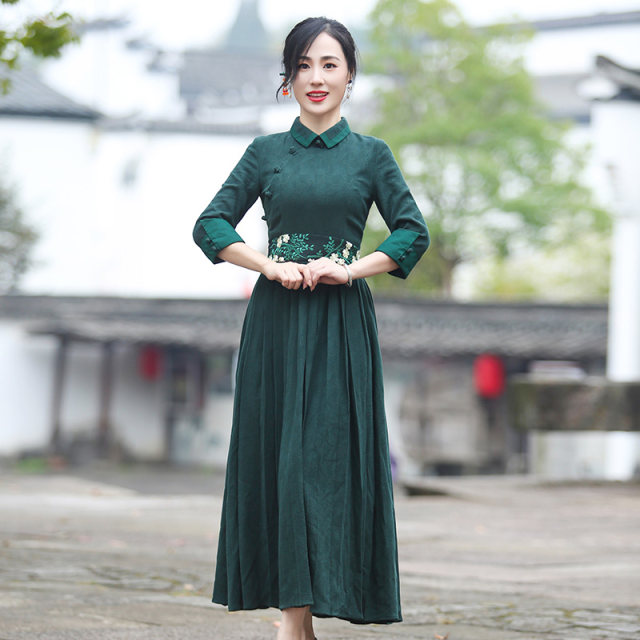 Ruyi Wind Moctive Cheongsam Temperature Dress Spring New Slim Slim Dipper Ladies Nation -style Women's Women's Women