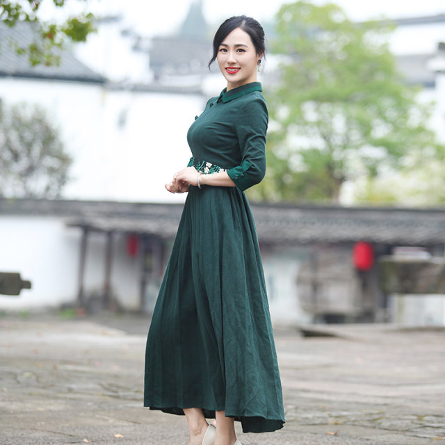 Ruyi Wind Moctive Cheongsam Temperature Dress Spring New Slim Slim Dipper Ladies Nation -style Women's Women's Women