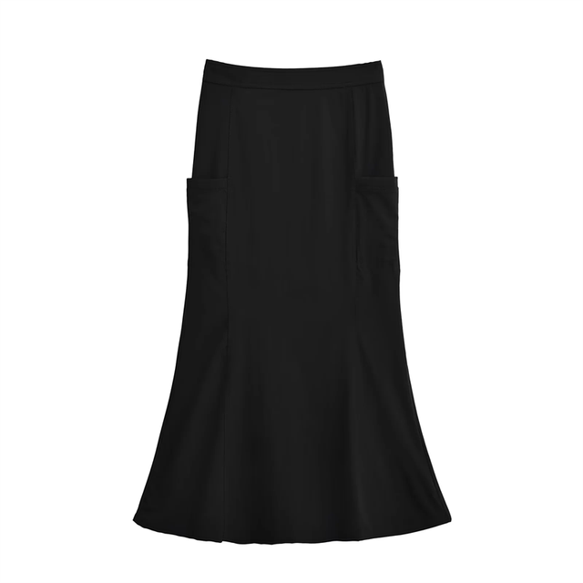 Hot girls pocket work skirt women 2024 new spring and summer high waist slim tight hip fishtail skirt long skirt