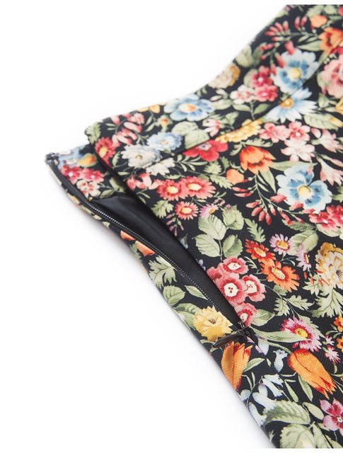 2024 autumn new retro temperament fashionable and versatile mid-length skirt high waist slim printed A-line skirt for women autumn