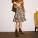 2024 autumn new retro temperament fashionable and versatile mid-length skirt high waist slim printed A-line skirt for women autumn