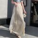 Mesh long skirt tall skirt for women in spring and summer 2025 super hot droop elastic waist A-line pleated skirt long style