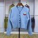 920 Smiling V-neck Knit Cardigan Jacket Women's Top 2025 Early Spring New Short Single Breasted Long Sleeve Sweater