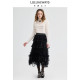 LULUALWAYS Autumn New Versatile Bead Chip Embroidered Mesh Skirt Cake Skirt