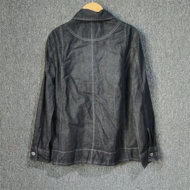 Foreign trade original single women's black cotton denim shirt spring and autumn long-sleeved shirt slim thin jacket casual top special price