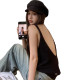 Gray large backless sleeveless knitted suspender vest for women in summer American sexy hot girls niche design loose top