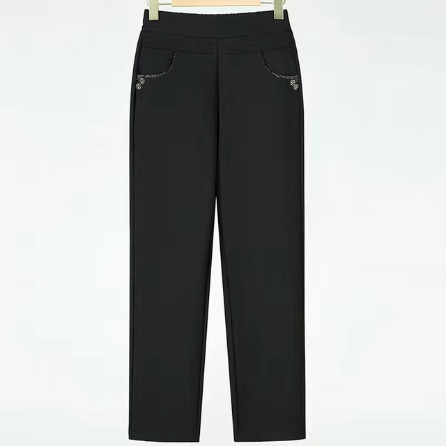 Middle-aged and elderly women's trousers, spring, autumn and winter trousers, loose high-waisted mother's trousers, old ladies' velvet thick granny trousers for outer wear