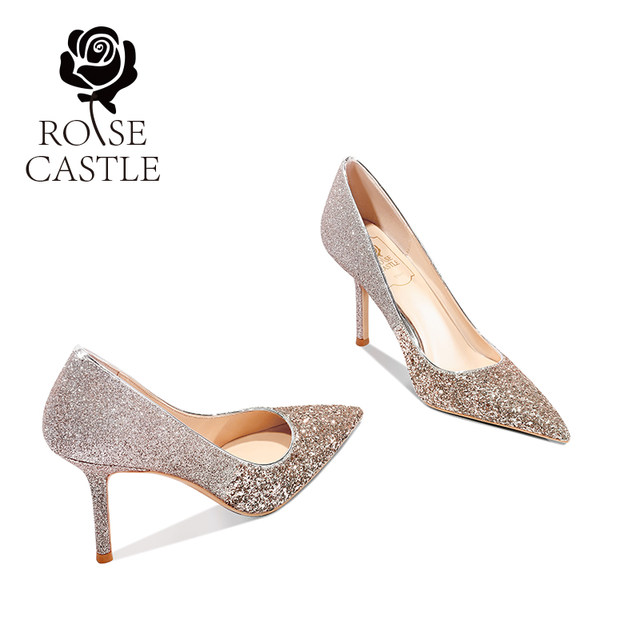 rosecastle stroll through the galaxy classic crystal wedding shoes stiletto heels temperament xiuhe wedding dress two wear high heels
