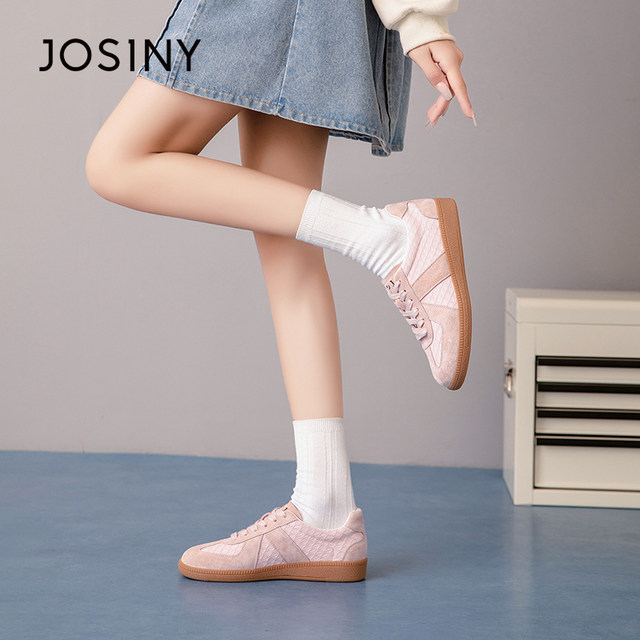 Zhuoshinid training shoes for women 2025 new autumn and winter versatile flat sole sports large-size small white shoes light pink