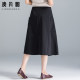 Black skirt for women summer 2025 new A-line mid-length summer thin work pocket skirt casual skirt