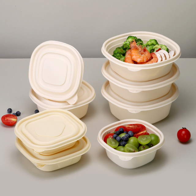 Biodegradable corn starch disposable lunch box, microwaveable square food-grade take-out box, light meal box