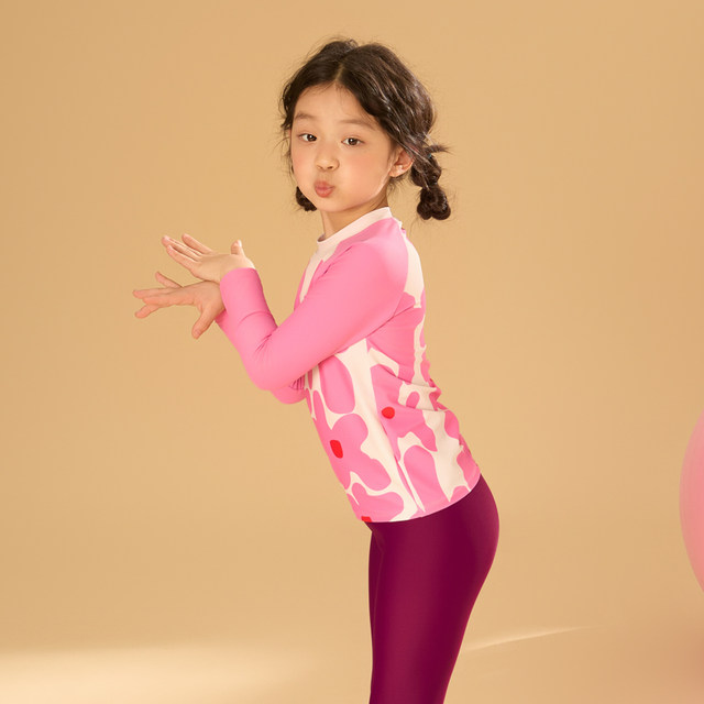 Aidor 2025 spring and summer new girls' sun protection long-sleeved swimsuit beach swimsuit cute quick-drying split set