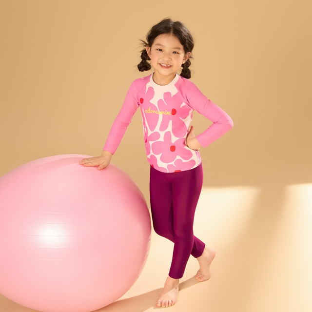 Aidor 2025 spring and summer new girls' sun protection long-sleeved swimsuit beach swimsuit cute quick-drying split set