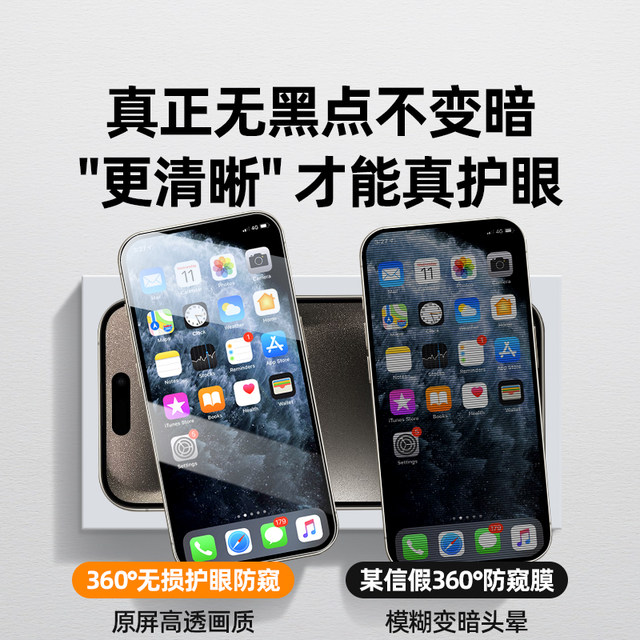 [New 360 Anti-Pursuit] Applicable to Apple 16 Tempered Film 13 iPhone 11e Anti-Pursuit Film 14 ProMax17air Pursuit Screen 12pro15plus Mobile X Full Screen XR Anti-fall Xs Voyeur XsMax