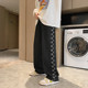 High-end side-stitched straight-leg American high-street jeans for men with trendy design trendy brand BF straight-leg plaid wide-leg pants