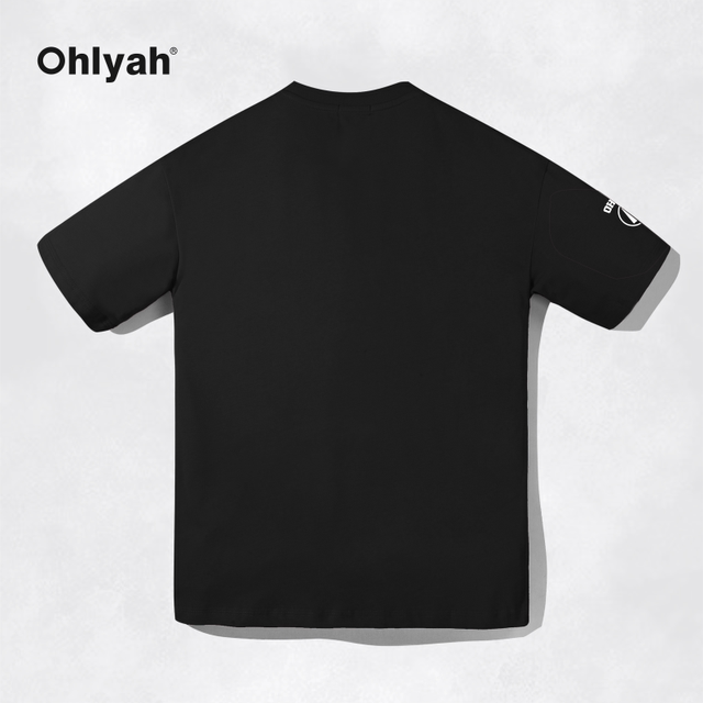 Ohlyah designer original cartoon brand American pure cotton round neck black large size short-sleeved T-shirt for couples
